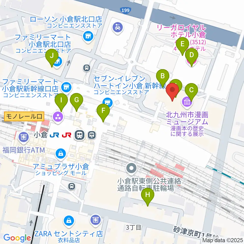 あるあるCity周辺のカフェ一覧地図