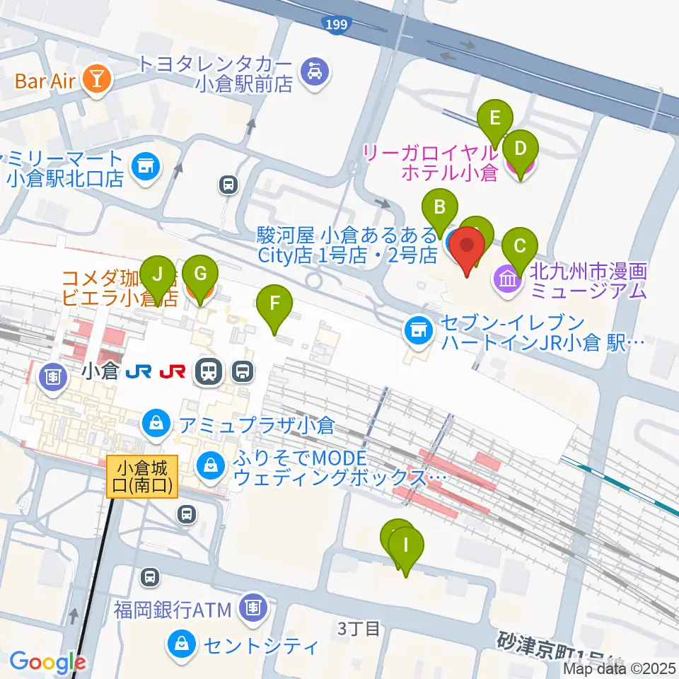あるあるCity周辺のカフェ一覧地図