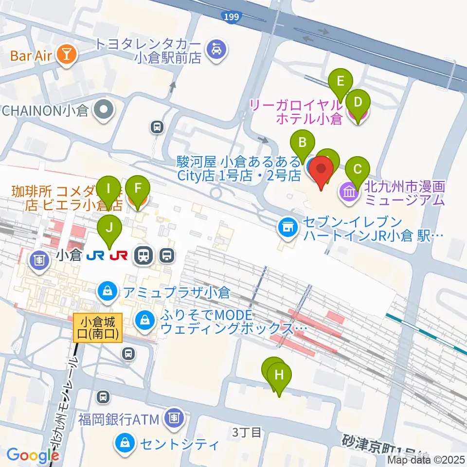 あるあるCity周辺のカフェ一覧地図