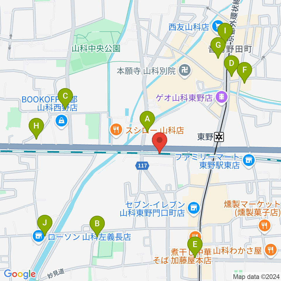 ライブスタジオ58周辺のカフェ一覧地図