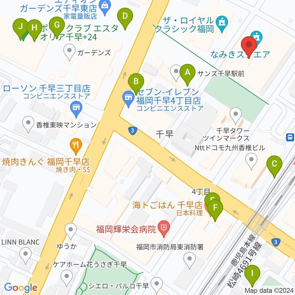 なみきスクエア・東市民センター周辺のカフェ一覧地図