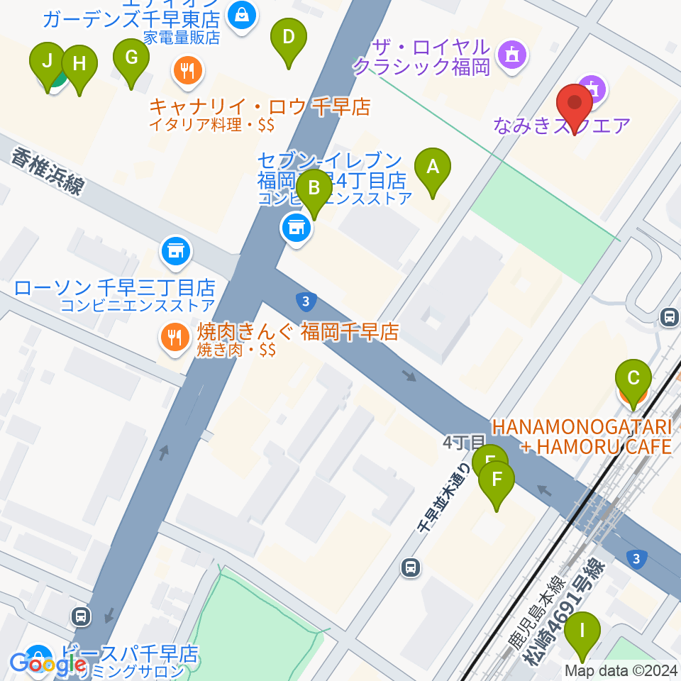 なみきスクエア・東市民センター周辺のカフェ一覧地図