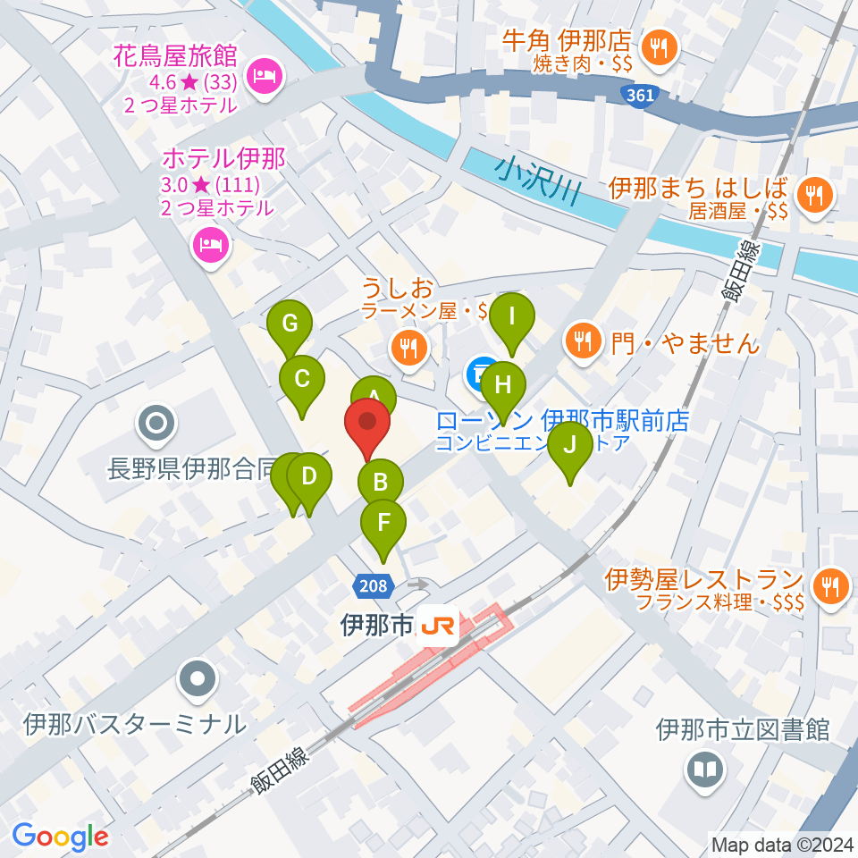 ニシザワいなっせホール周辺のカフェ一覧地図