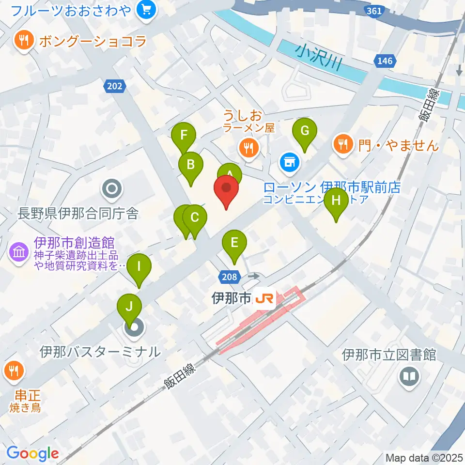 ニシザワいなっせホール周辺のカフェ一覧地図