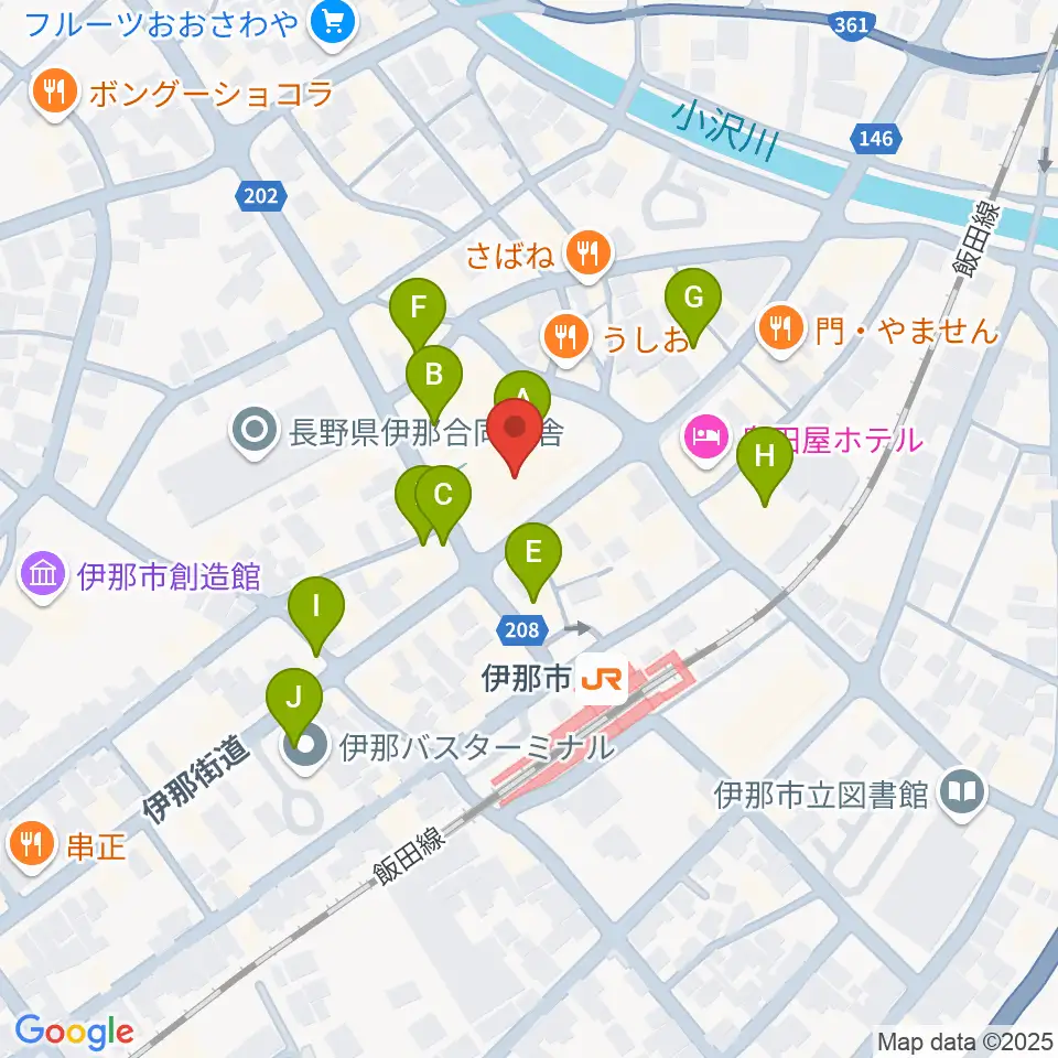 ニシザワいなっせホール周辺のカフェ一覧地図