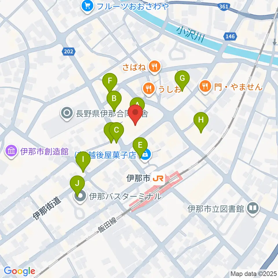 ニシザワいなっせホール周辺のカフェ一覧地図