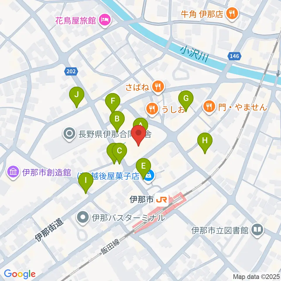 ニシザワいなっせホール周辺のカフェ一覧地図