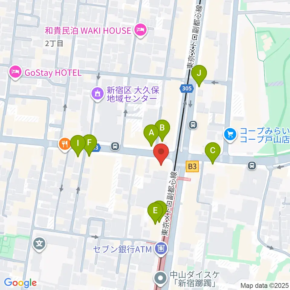 アトリエファンファーレ東新宿周辺のカフェ一覧地図