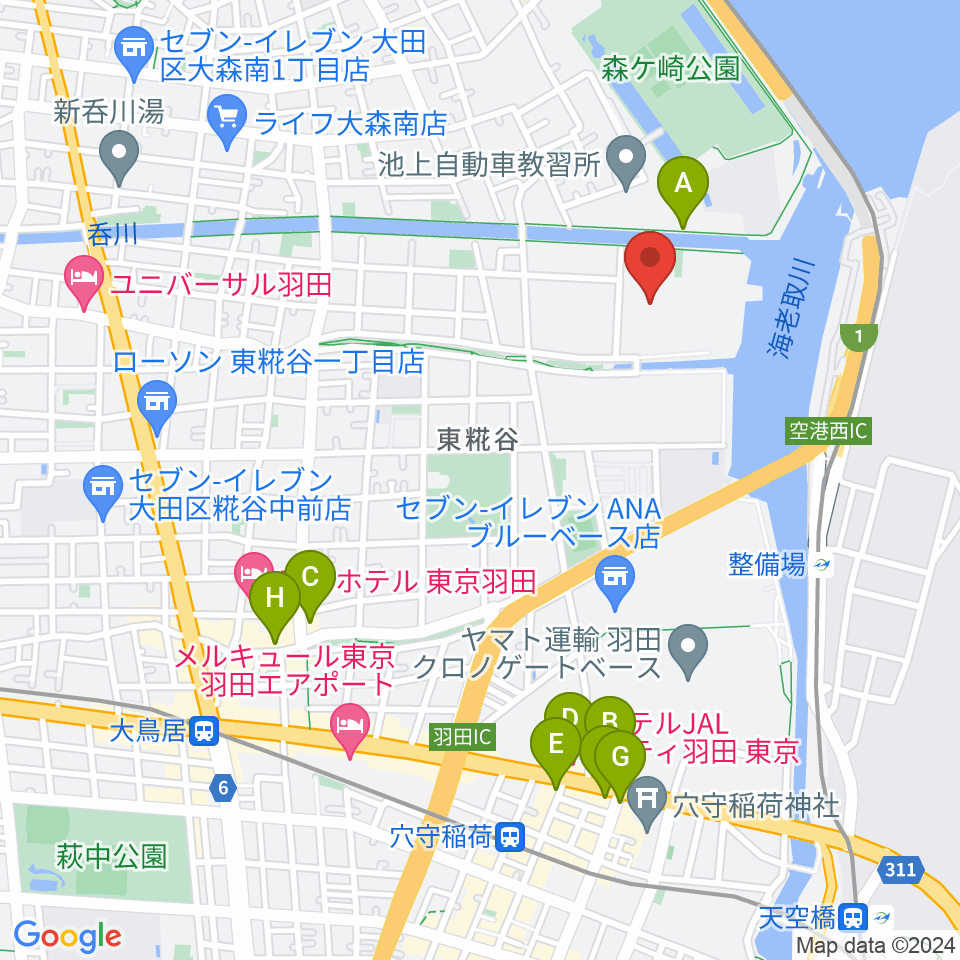 羽田スタジオ周辺のカフェ一覧地図