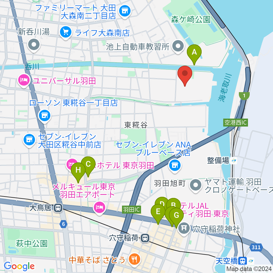 羽田スタジオ周辺のカフェ一覧地図