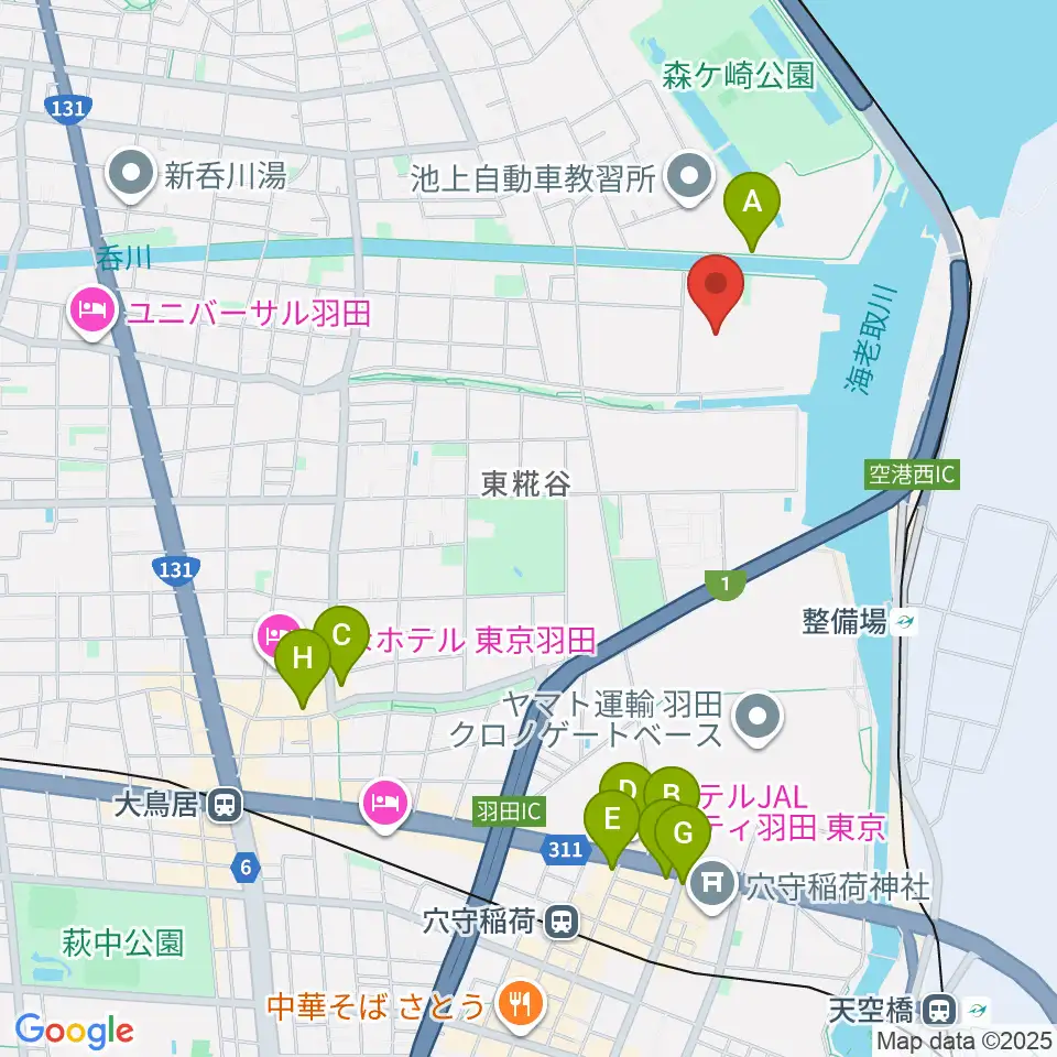 羽田スタジオ周辺のカフェ一覧地図