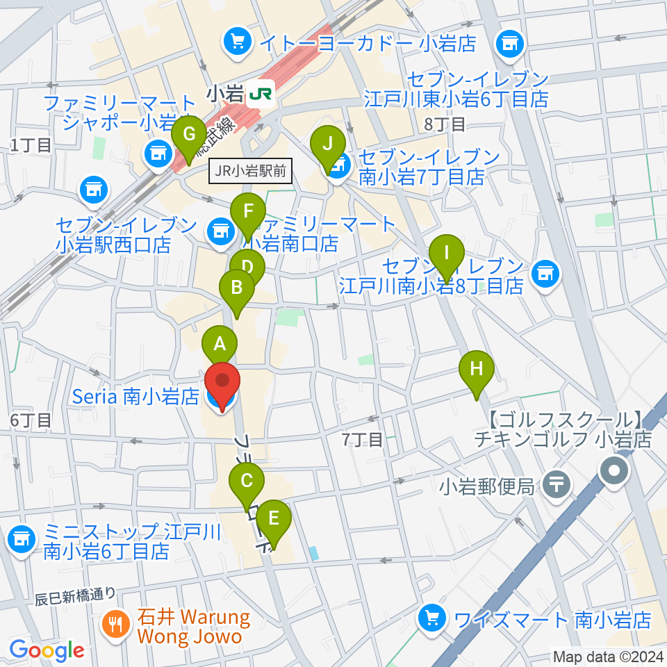 南小岩バッハザール周辺のカフェ一覧地図