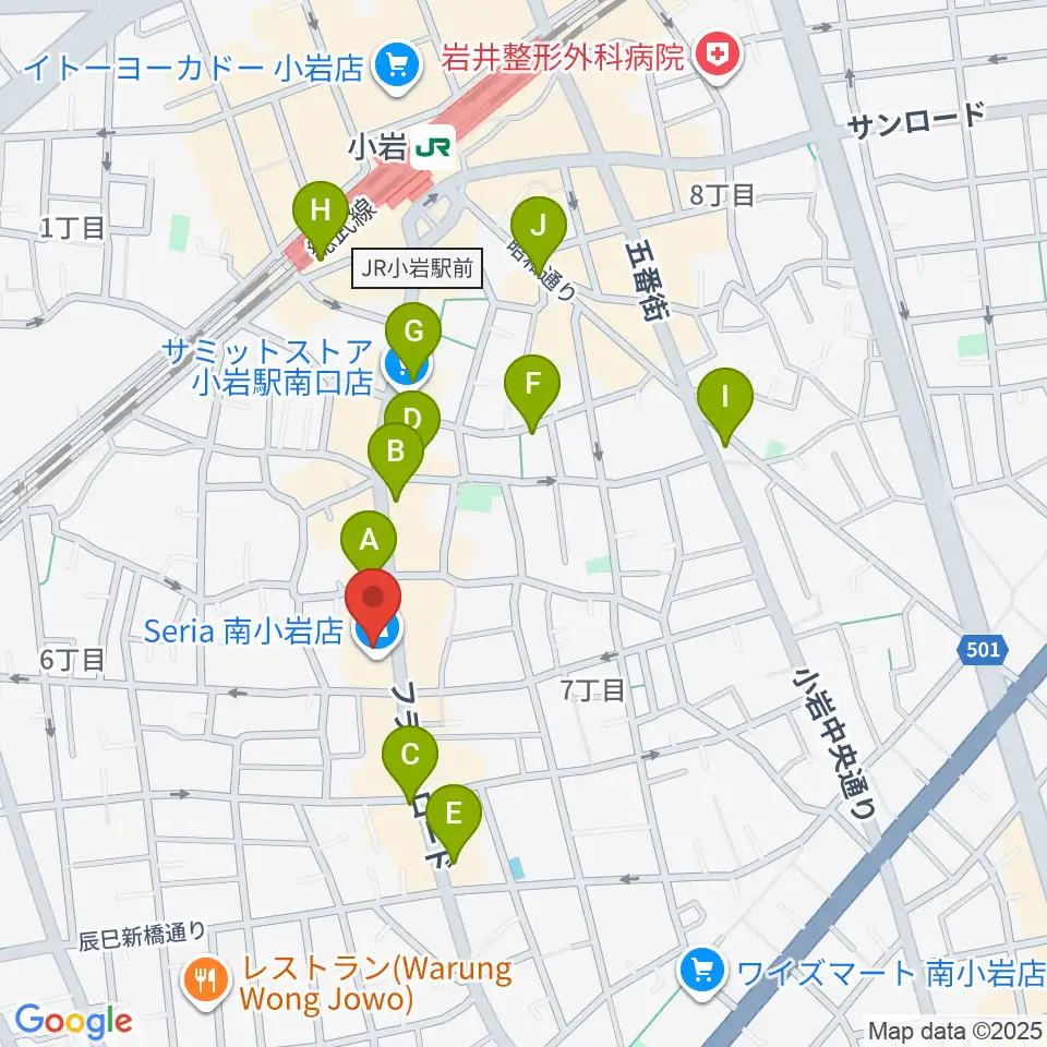 南小岩バッハザール周辺のカフェ一覧地図