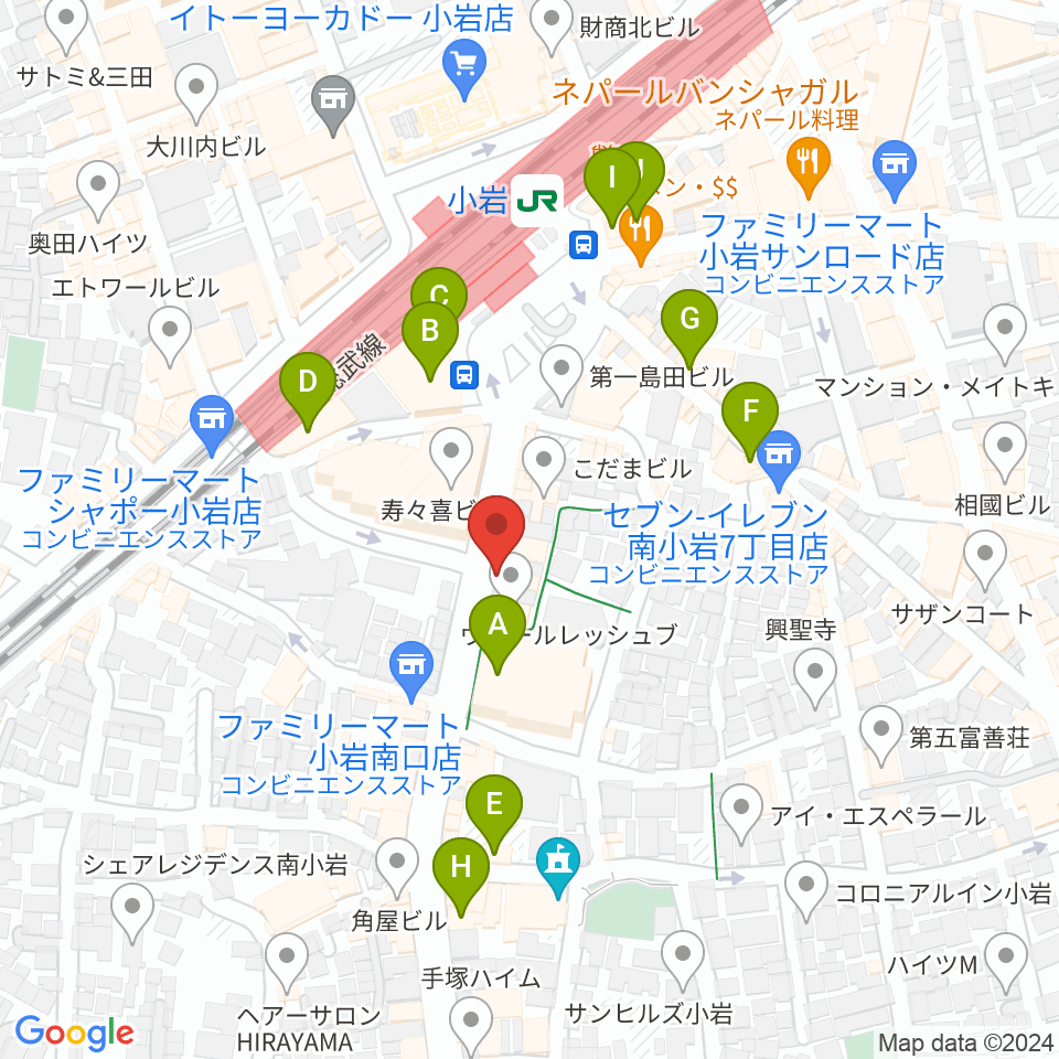 音曲堂周辺のカフェ一覧地図