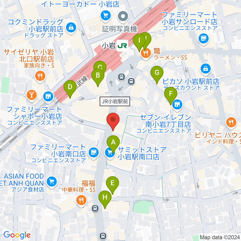 音曲堂周辺のカフェ一覧地図