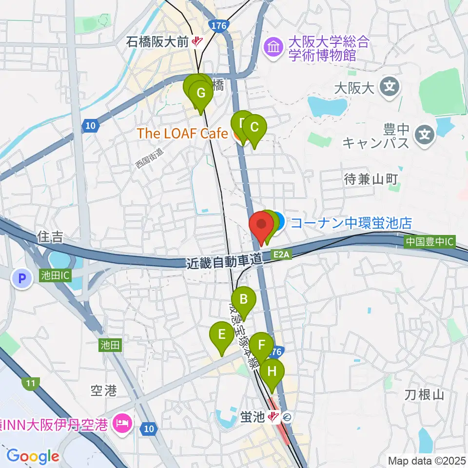 ナルホド周辺のカフェ一覧地図