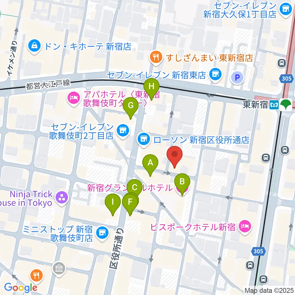 コフレリオ新宿シアター周辺のカフェ一覧地図