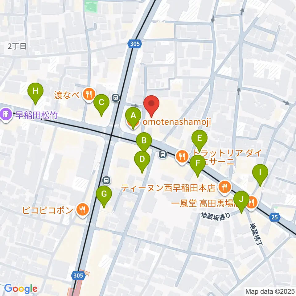 高田馬場ラビネスト周辺のカフェ一覧地図