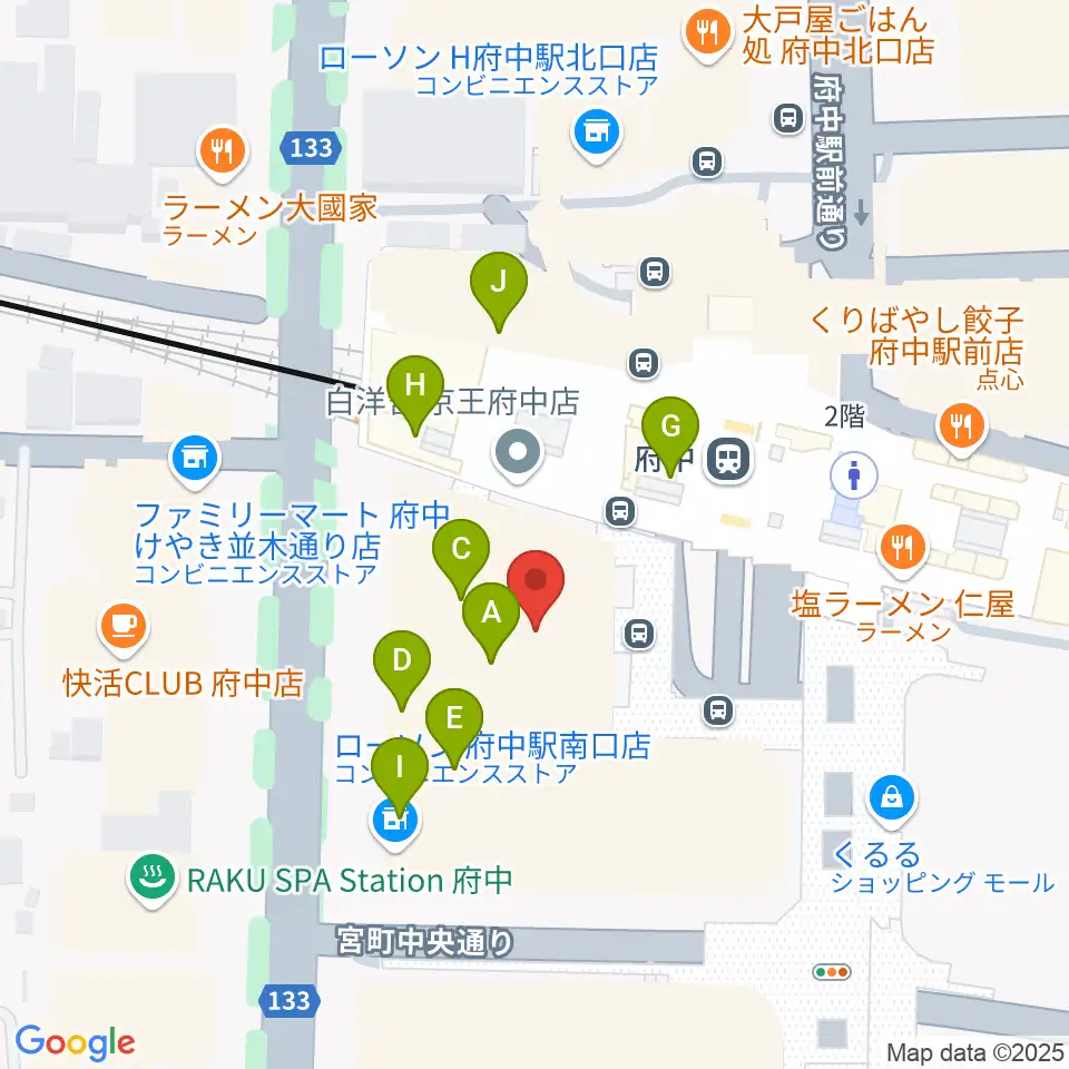 府中の森芸術劇場分館周辺のカフェ一覧地図