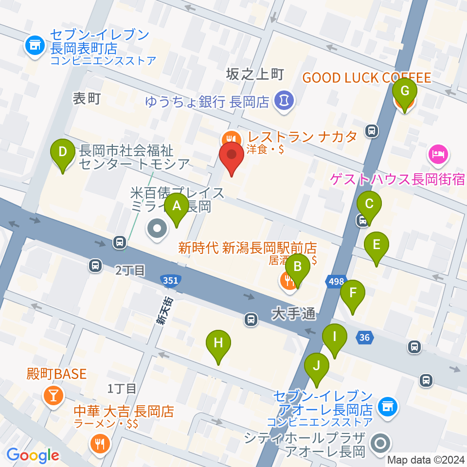 音楽色堂周辺のカフェ一覧地図