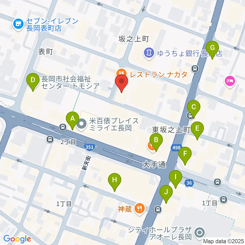 音楽色堂周辺のカフェ一覧地図