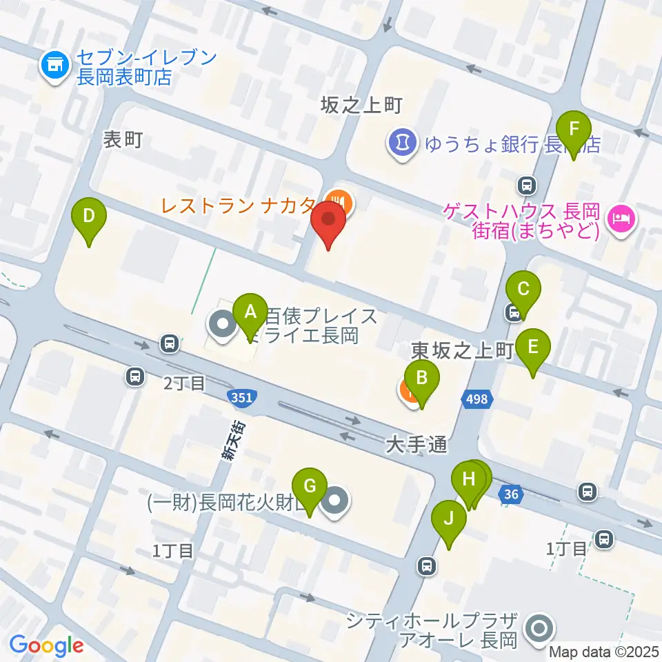 音楽色堂周辺のカフェ一覧地図