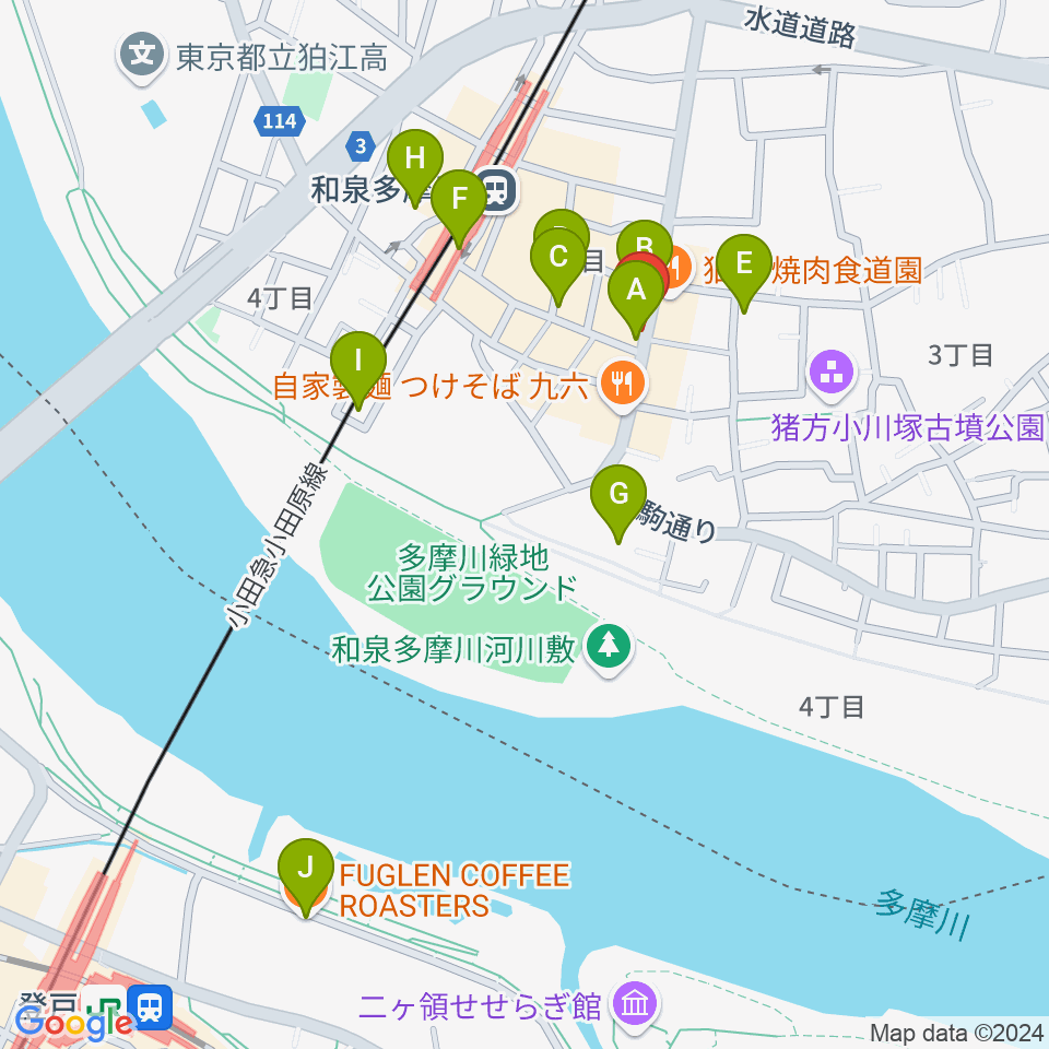 アイスタジオ周辺のカフェ一覧地図