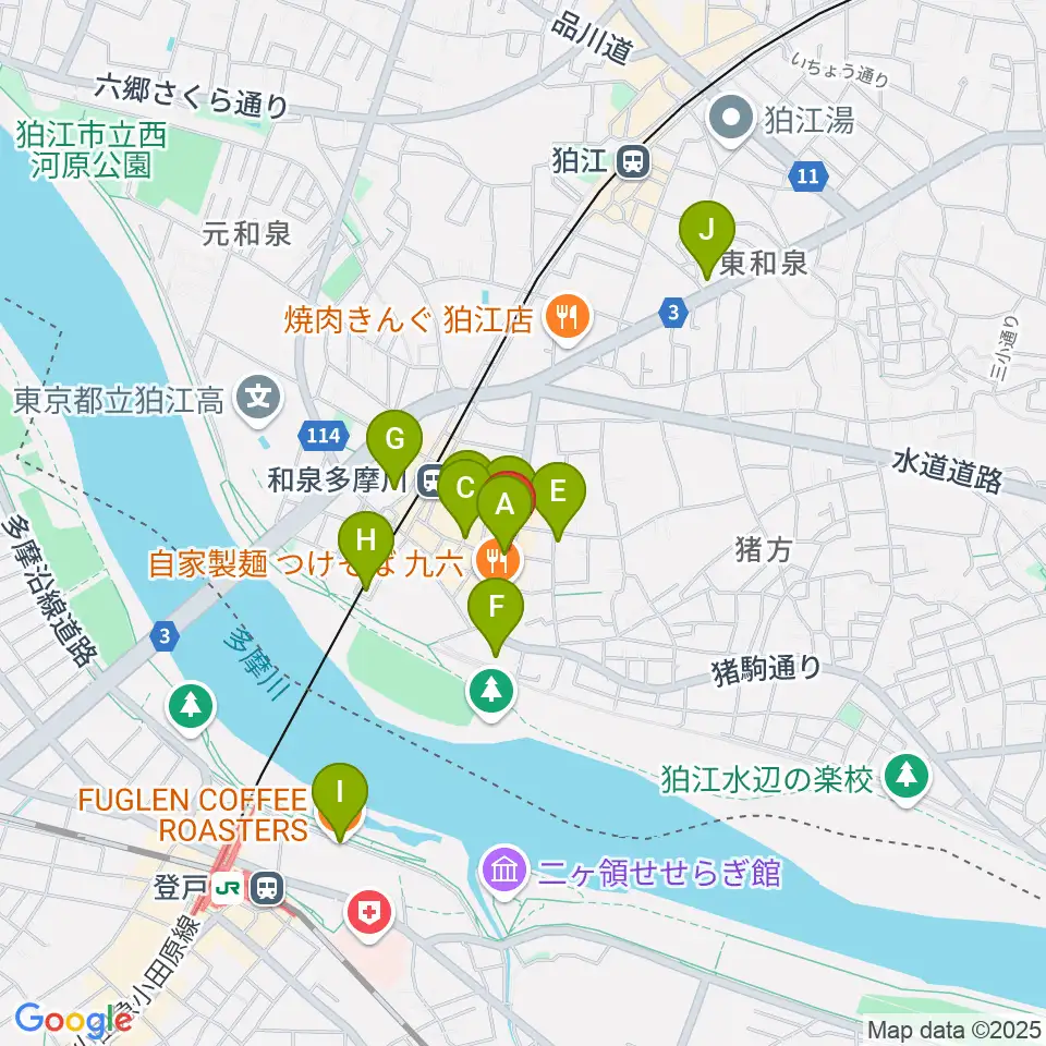 アイスタジオ周辺のカフェ一覧地図