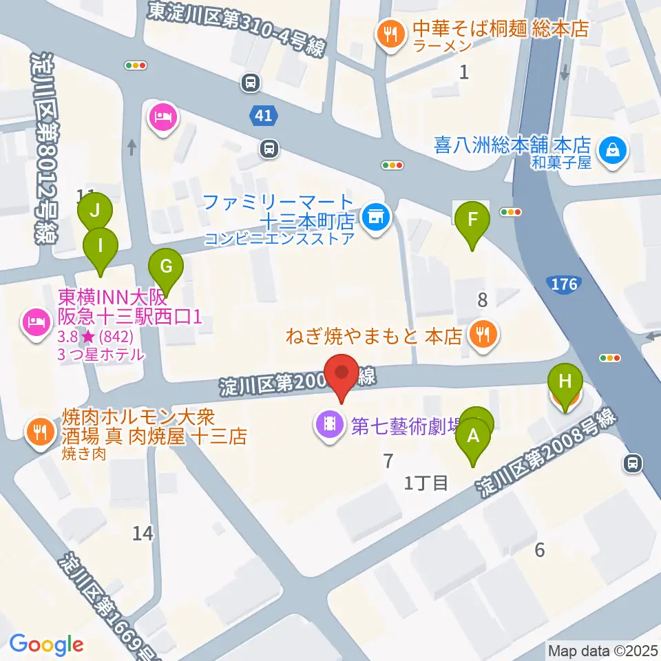 十三GABU周辺のカフェ一覧地図