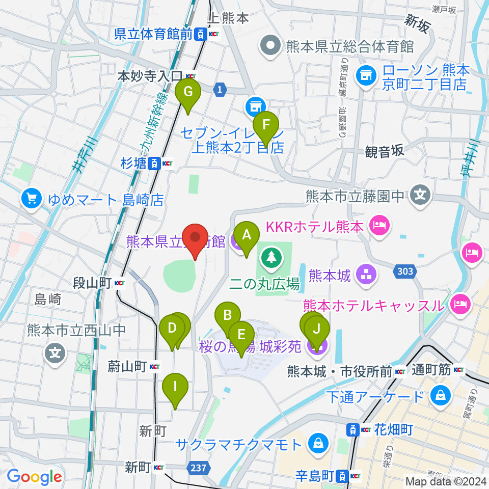 リブワーク藤崎台球場周辺のカフェ一覧地図