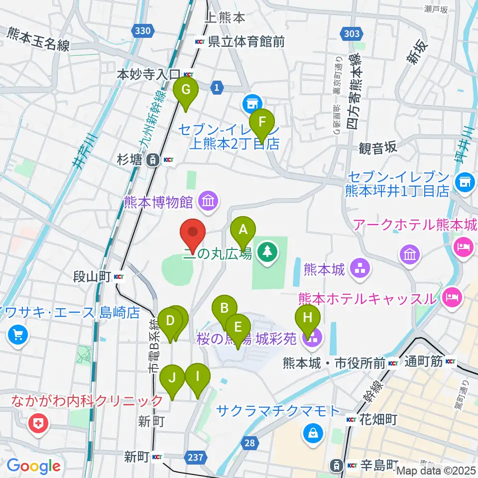 リブワーク藤崎台球場周辺のカフェ一覧地図