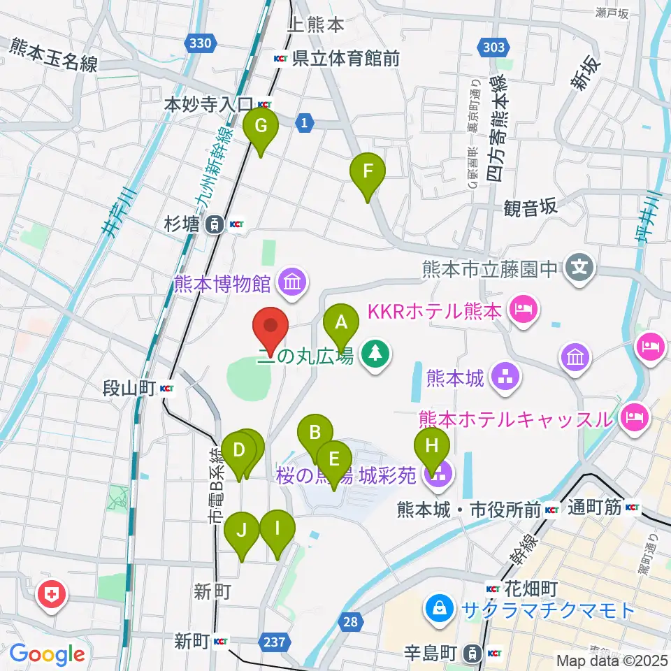 リブワーク藤崎台球場周辺のカフェ一覧地図