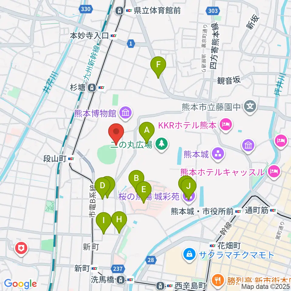 リブワーク藤崎台球場周辺のカフェ一覧地図