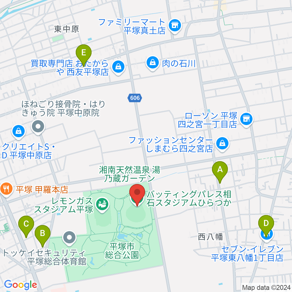 バッティングパレス相石スタジアムひらつか周辺のカフェ一覧地図