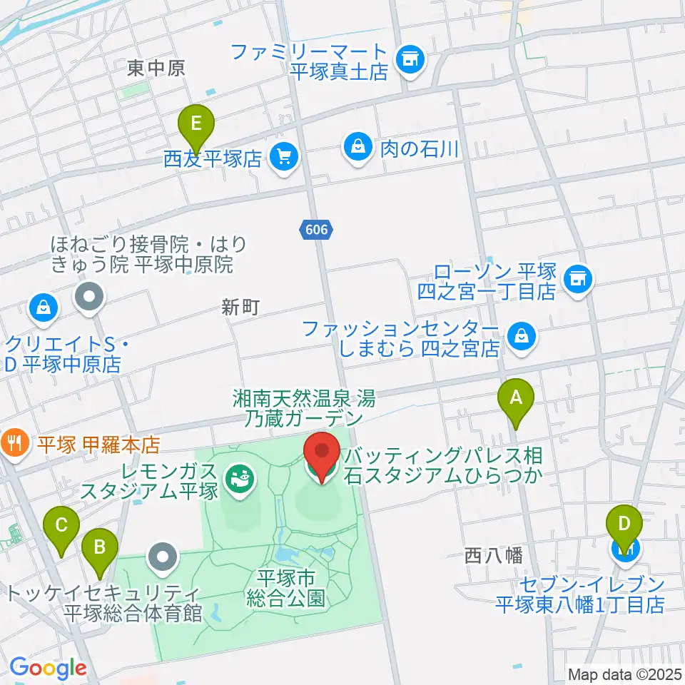 バッティングパレス相石スタジアムひらつか周辺のカフェ一覧地図