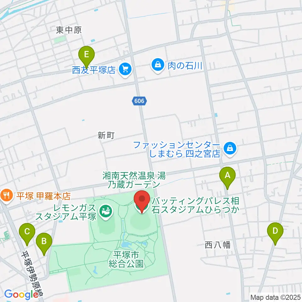 バッティングパレス相石スタジアムひらつか周辺のカフェ一覧地図