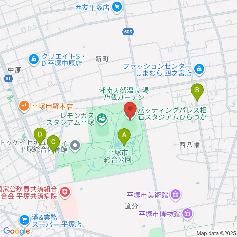 バッティングパレス相石スタジアムひらつか周辺のカフェ一覧地図