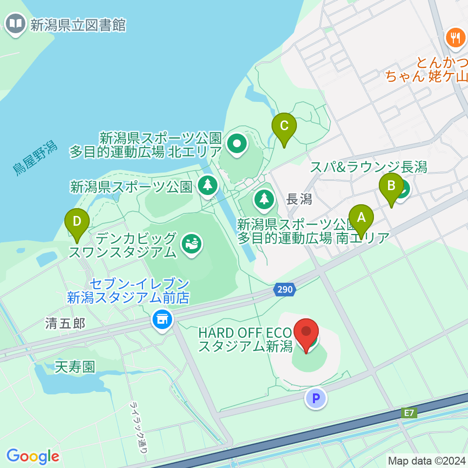 ハードオフエコスタジアム新潟周辺のカフェ一覧地図