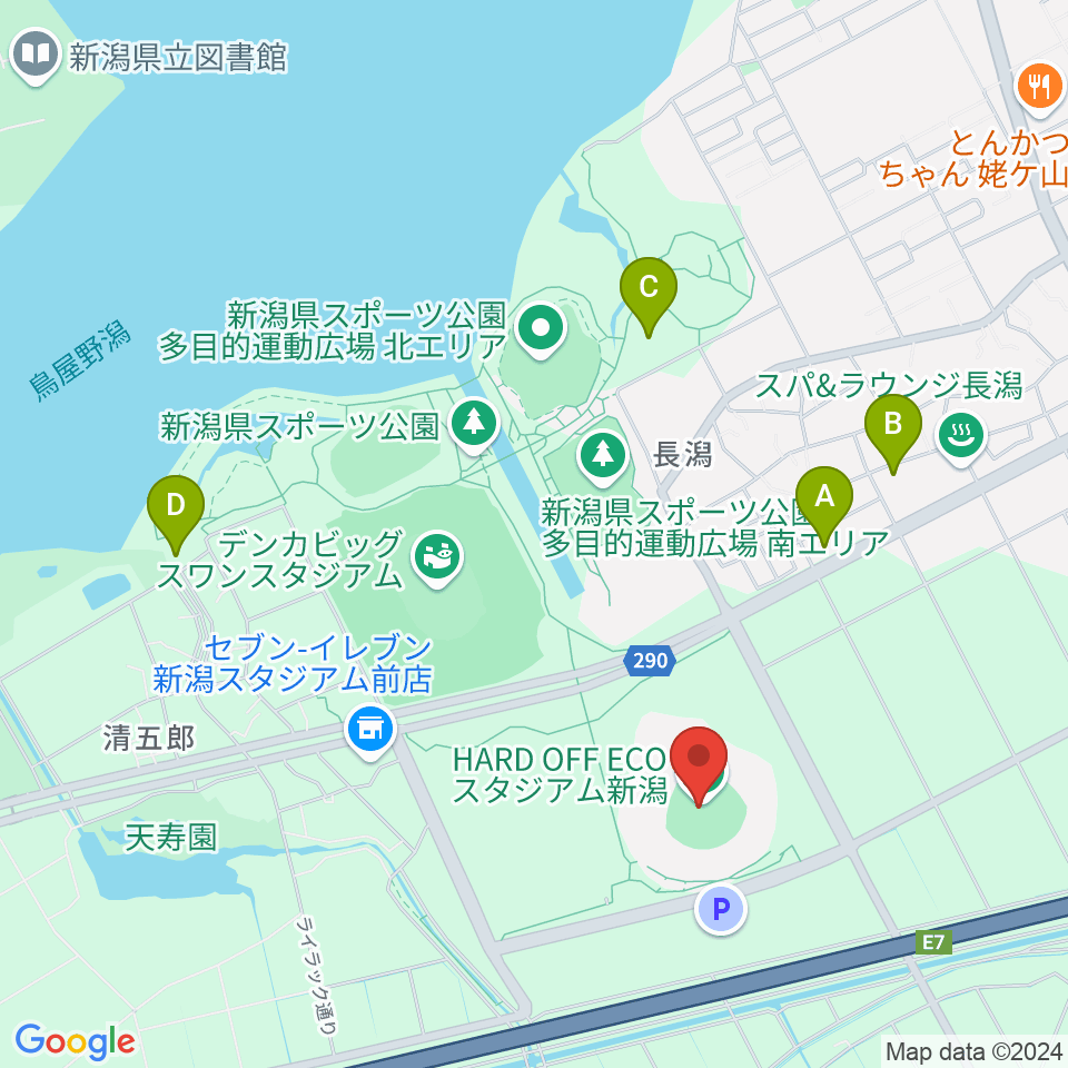 ハードオフエコスタジアム新潟周辺のカフェ一覧地図