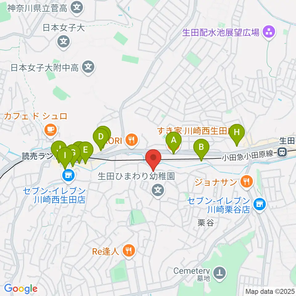 さわの Guitar Lab.周辺のカフェ一覧地図