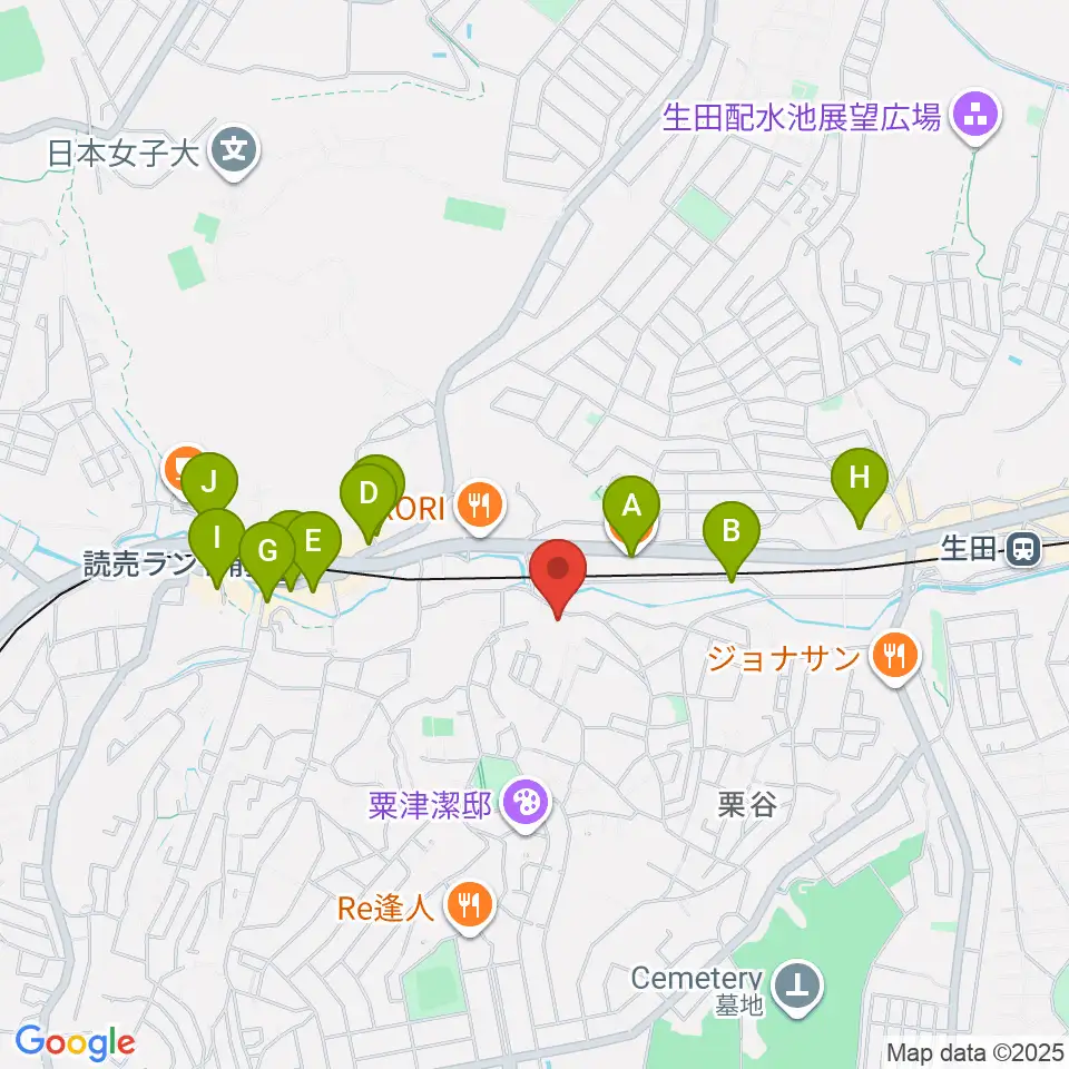 さわの Guitar Lab.周辺のカフェ一覧地図