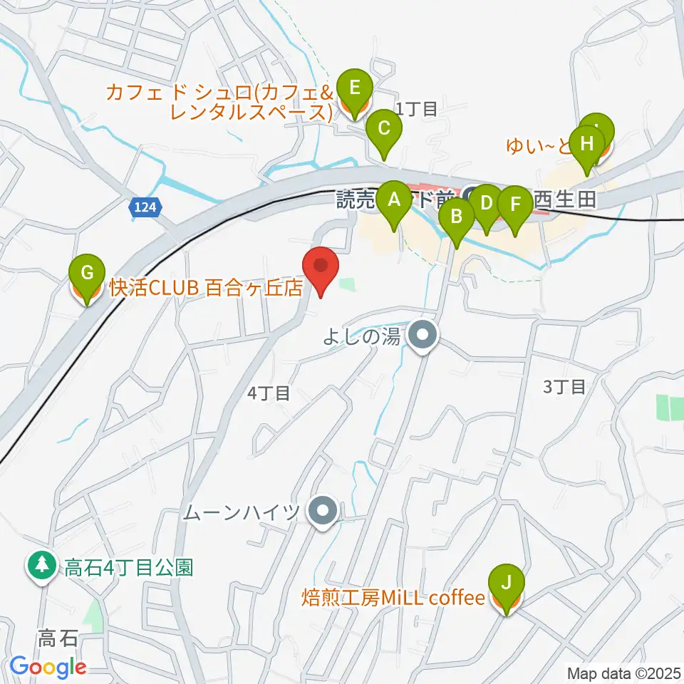 さわの Guitar Lab.周辺のカフェ一覧地図