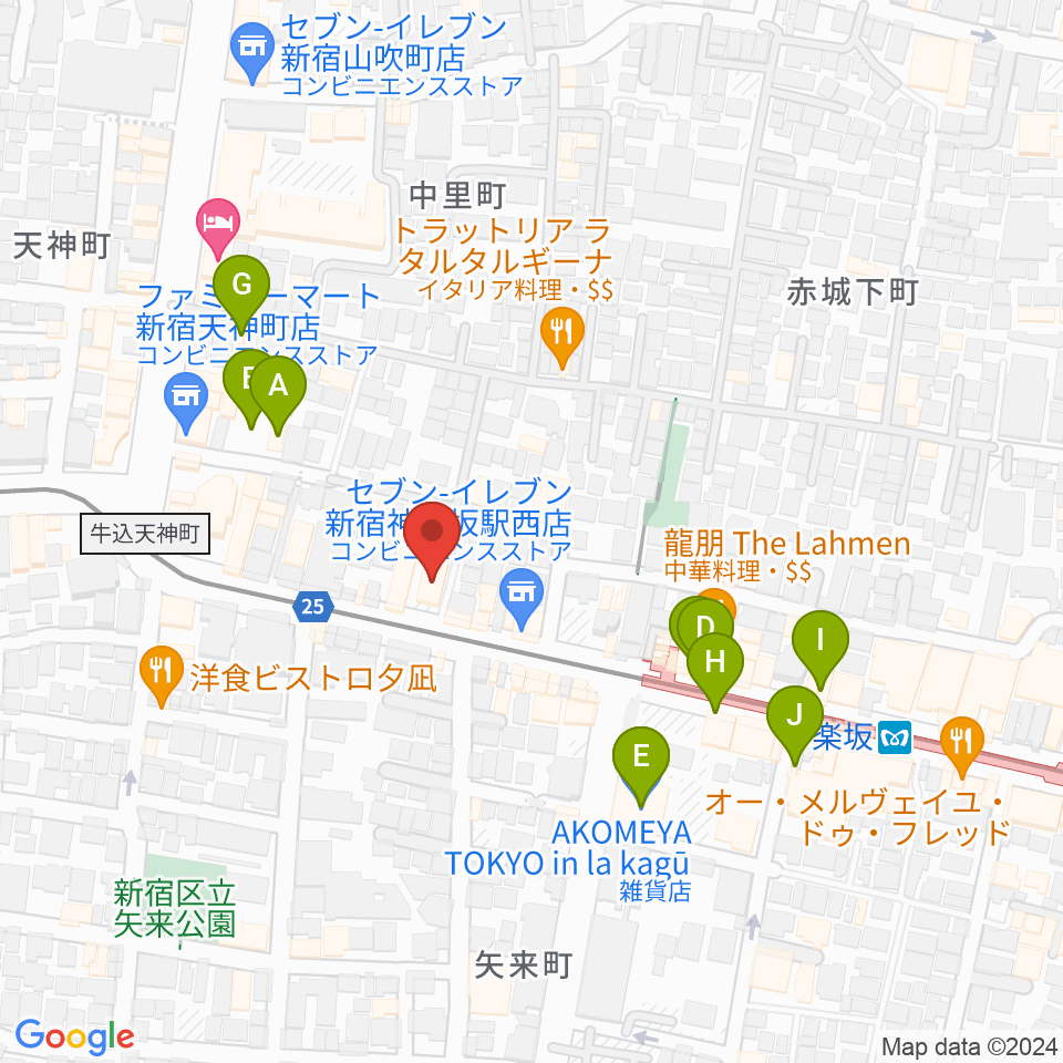 神楽坂マッシュレコード周辺のカフェ一覧地図