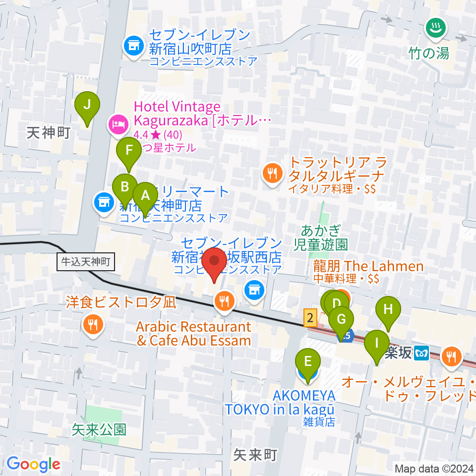 神楽坂マッシュレコード周辺のカフェ一覧地図