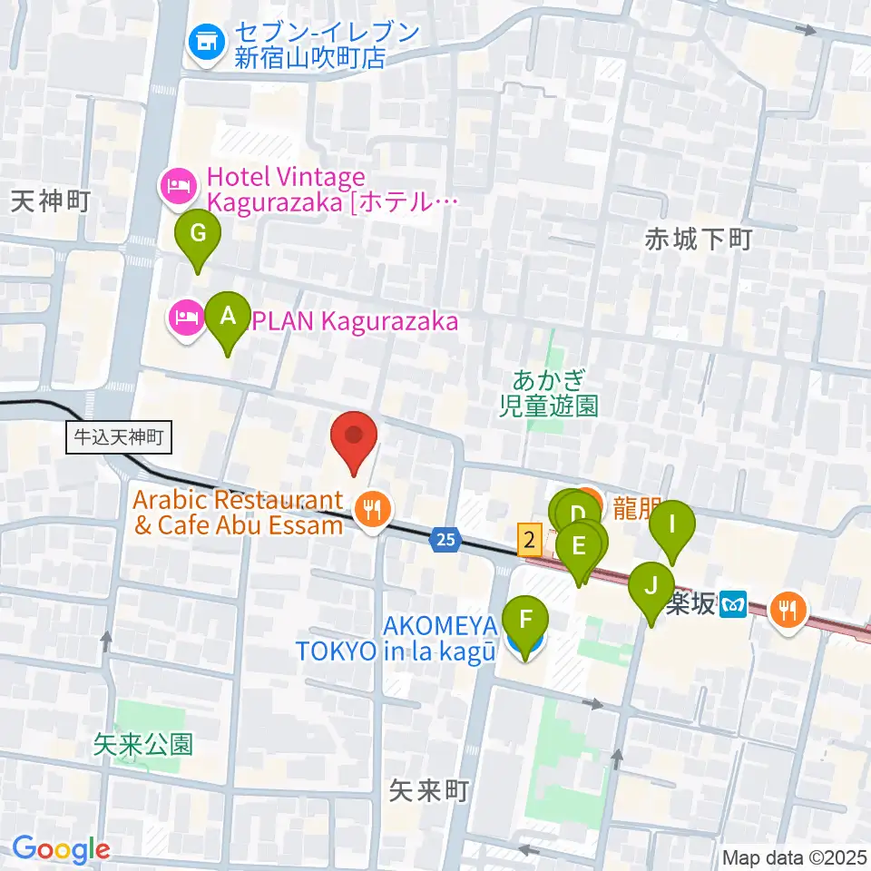 神楽坂マッシュレコード周辺のカフェ一覧地図