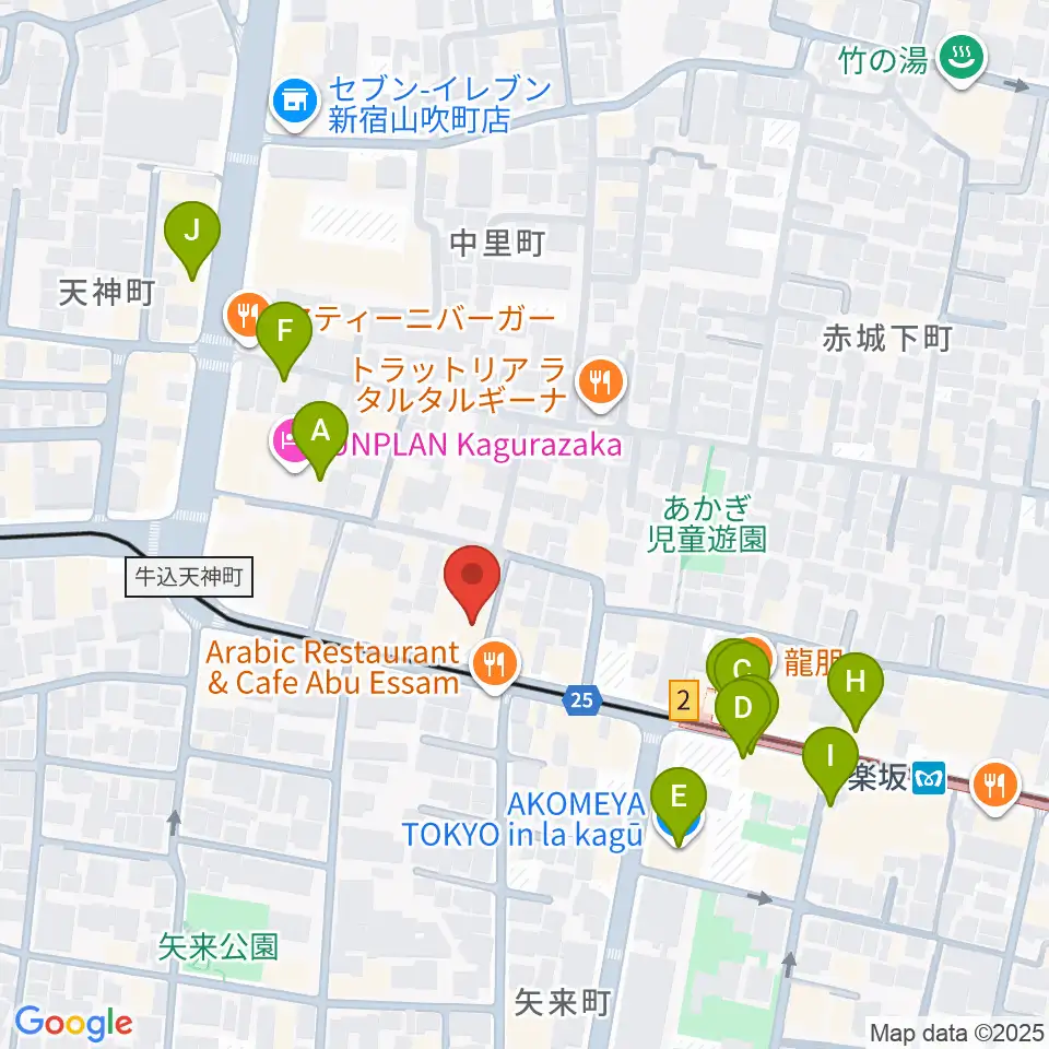 神楽坂マッシュレコード周辺のカフェ一覧地図
