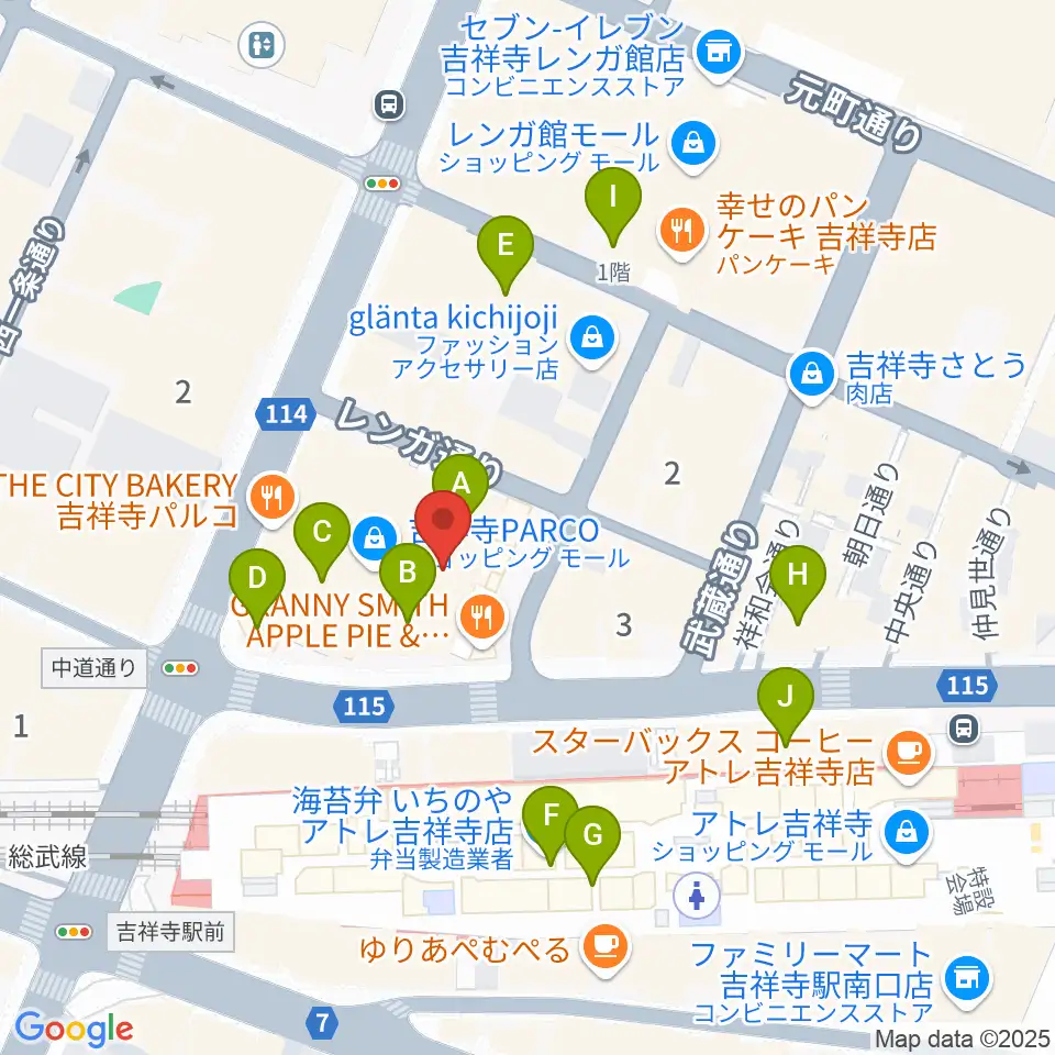 島村楽器 吉祥寺パルコ店周辺のカフェ一覧地図