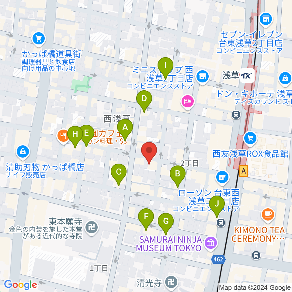 西浅草マルス周辺のカフェ一覧地図