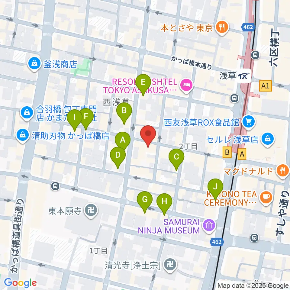 西浅草マルス周辺のカフェ一覧地図