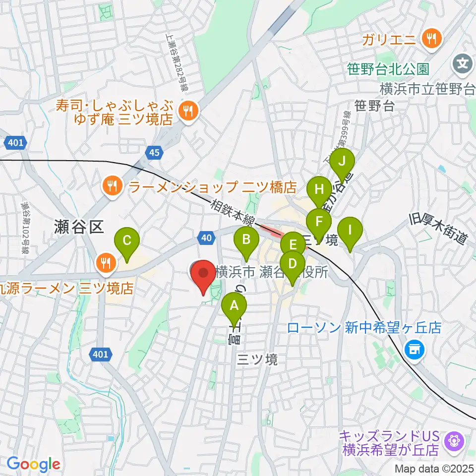 横浜市瀬谷公会堂周辺のカフェ一覧地図